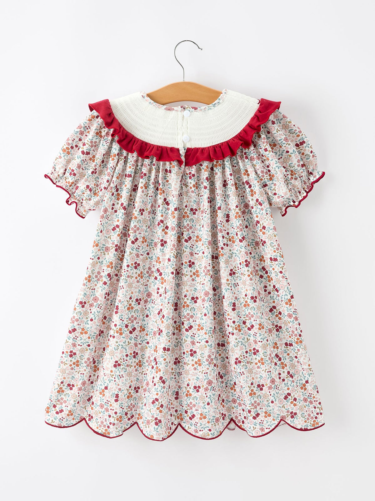 Fall Pumpkin Embroidery Girls Dress Floral Ruffle Collar Dress - Rylee Faith Designs - Flyclothing LLC