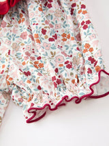 Fall Pumpkin Embroidery Girls Dress Floral Ruffle Collar Dress - Rylee Faith Designs - Flyclothing LLC