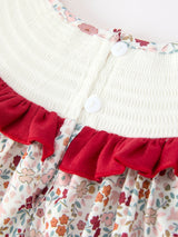 Fall Pumpkin Embroidery Girls Dress Floral Ruffle Collar Dress - Rylee Faith Designs - Flyclothing LLC