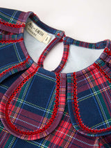 Fall Plaid Girl Dress Petal Collar Puff Sleeve Long Sleeve - Rylee Faith Designs - Flyclothing LLC