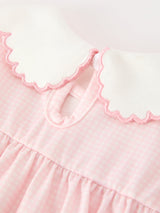 Pink Goose Embroidered Baby Girl Romper Ruffle Collar