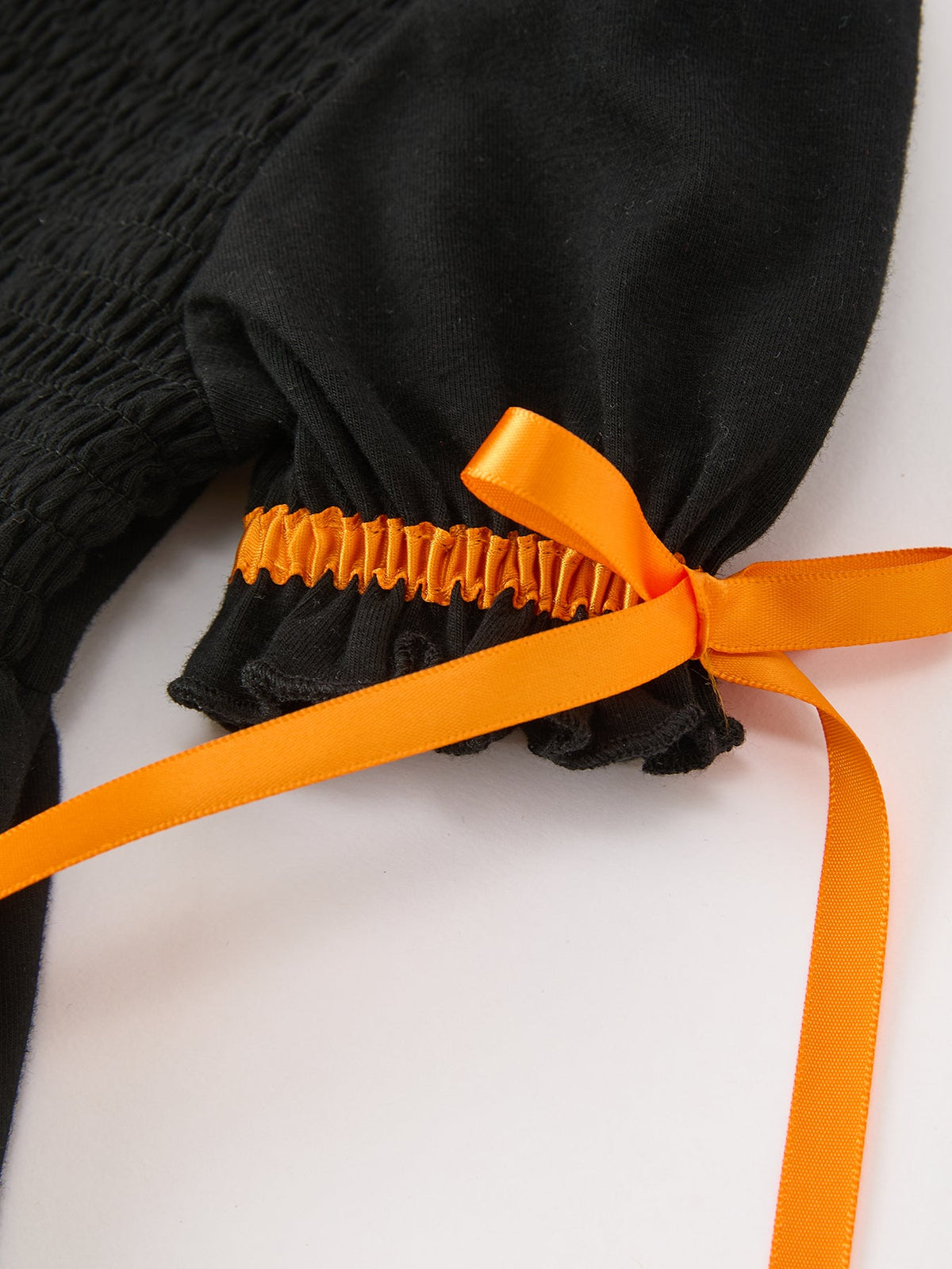 Girls Halloween Dog Pumpkin Applique Dress Puff Sleeve - Rylee Faith Designs - Flyclothing LLC