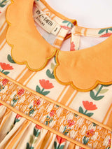 Fall Floral Stripe Girls Dress Petals Collar Smocked - Rylee Faith Designs - Flyclothing LLC