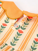 Fall Floral Stripe Girls Dress Petals Collar Smocked - Rylee Faith Designs - Flyclothing LLC