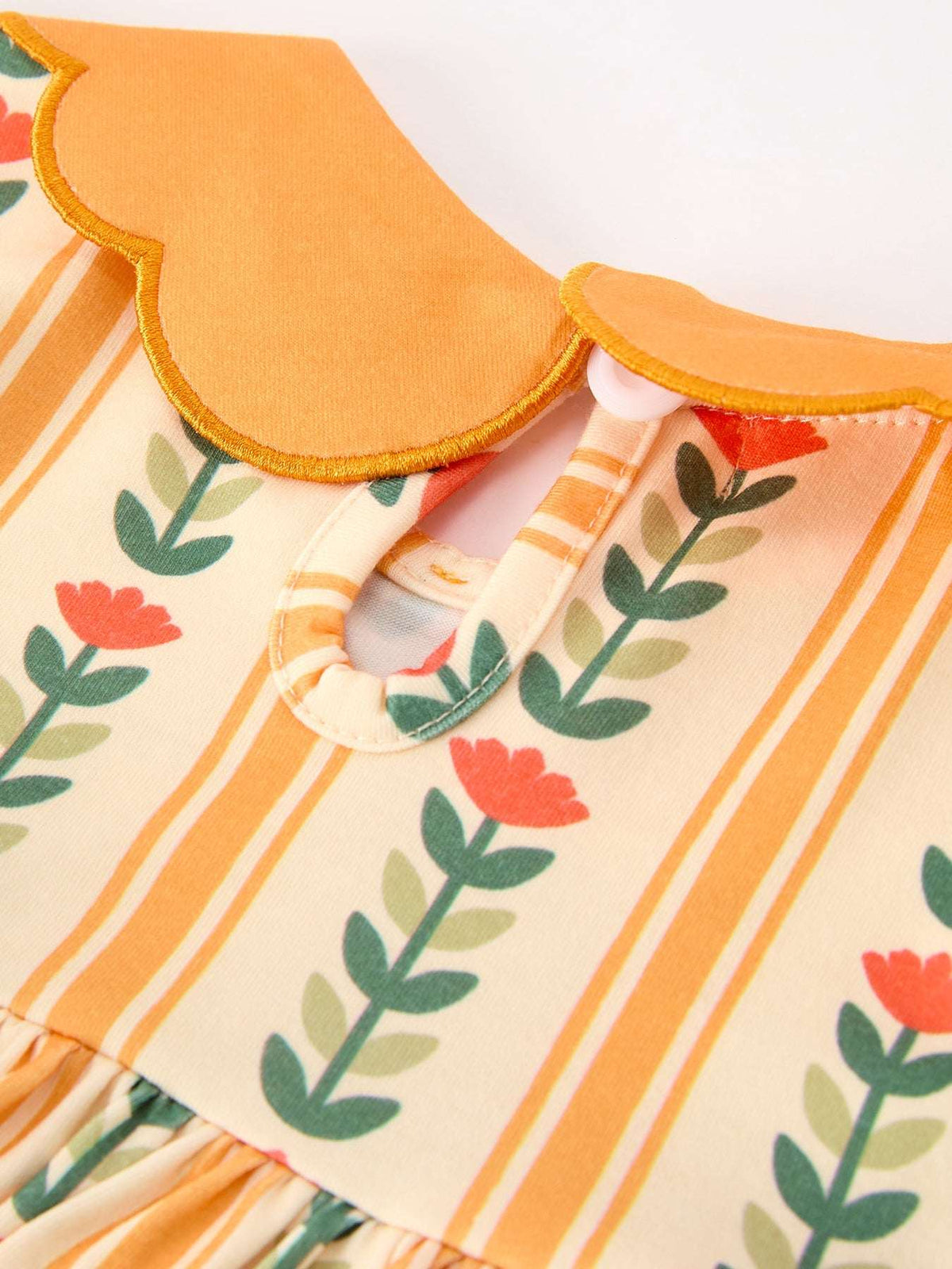 Fall Floral Stripe Girls Dress Petals Collar Smocked - Rylee Faith Designs - Flyclothing LLC