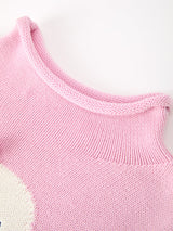 Girls Ghost Bow Knit Sweater Halloween Cute Embroidered Pullover - Rylee Faith Designs - Flyclothing LLC