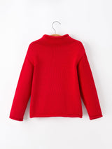Baby Girl Christmas Red Knit Sweater with Embroidered Tree Appliqué - Rylee Faith Designs - Flyclothing LLC