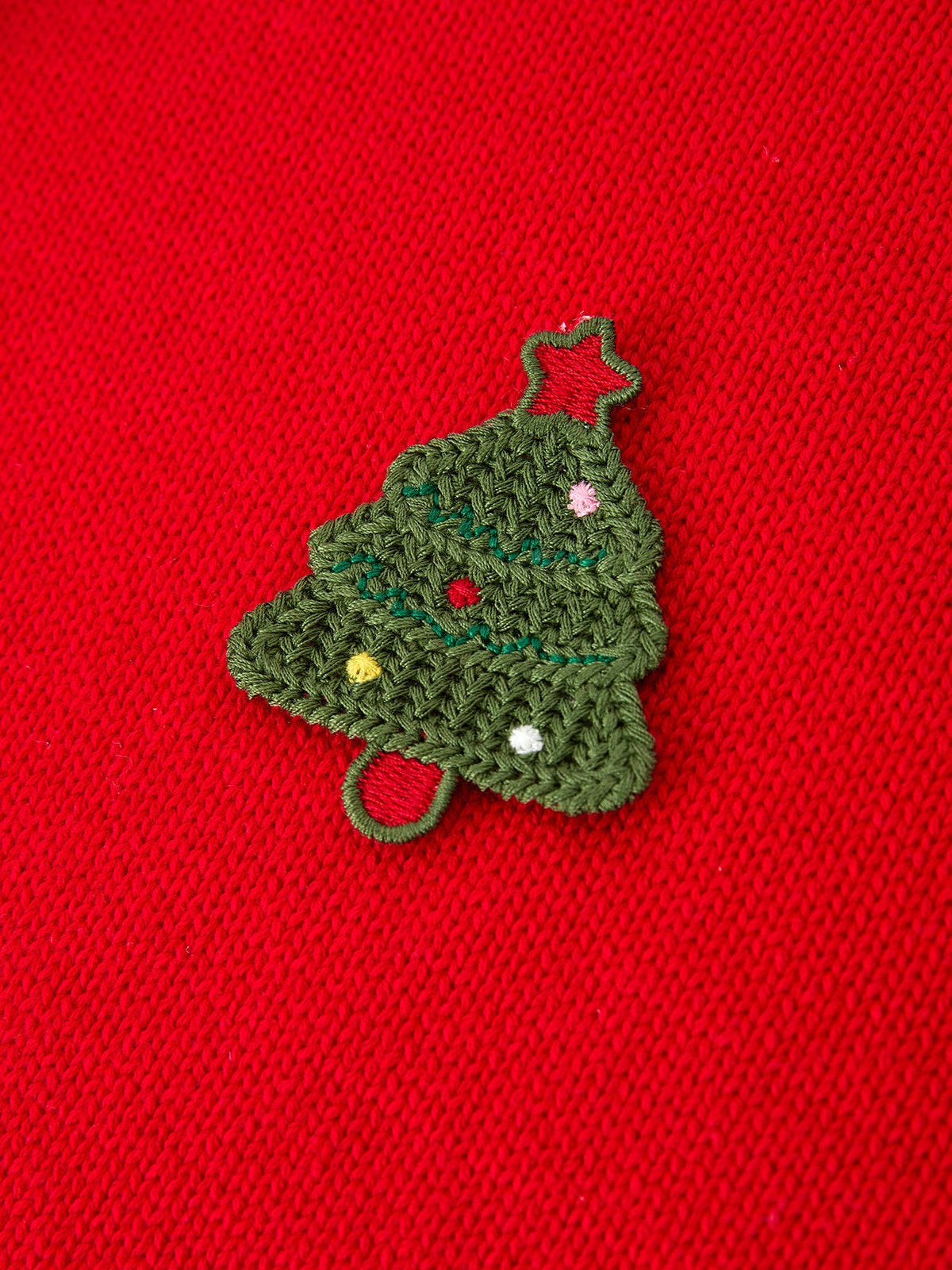 Baby Girl Christmas Red Knit Sweater with Embroidered Tree Appliqué - Rylee Faith Designs - Flyclothing LLC