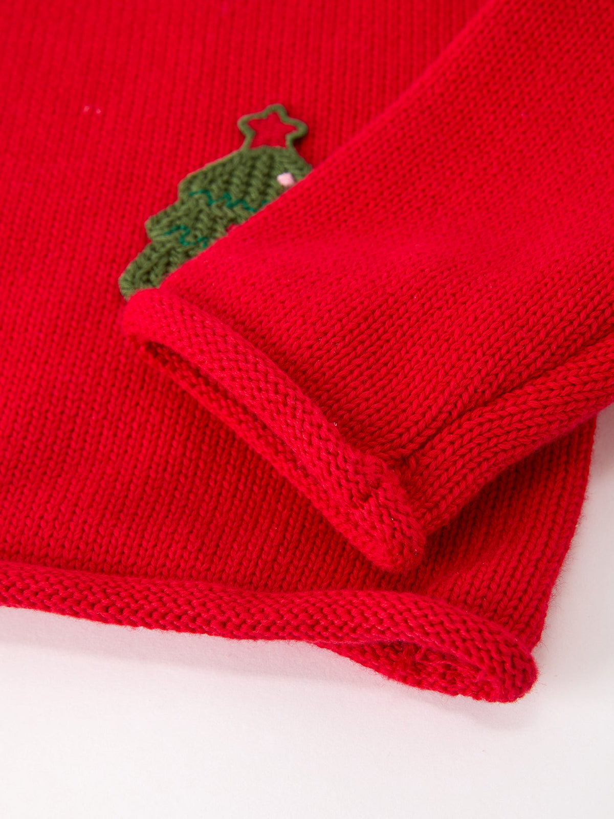 Baby Girl Christmas Red Knit Sweater with Embroidered Tree Appliqué - Rylee Faith Designs - Flyclothing LLC