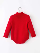 Baby Girls Christmas Red Knit Tree Appliqué Romper - Rylee Faith Designs - Flyclothing LLC