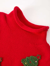 Baby Girls Christmas Red Knit Tree Appliqué Romper - Rylee Faith Designs - Flyclothing LLC