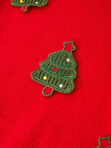 Baby Girls Christmas Red Knit Tree Appliqué Romper - Rylee Faith Designs - Flyclothing LLC