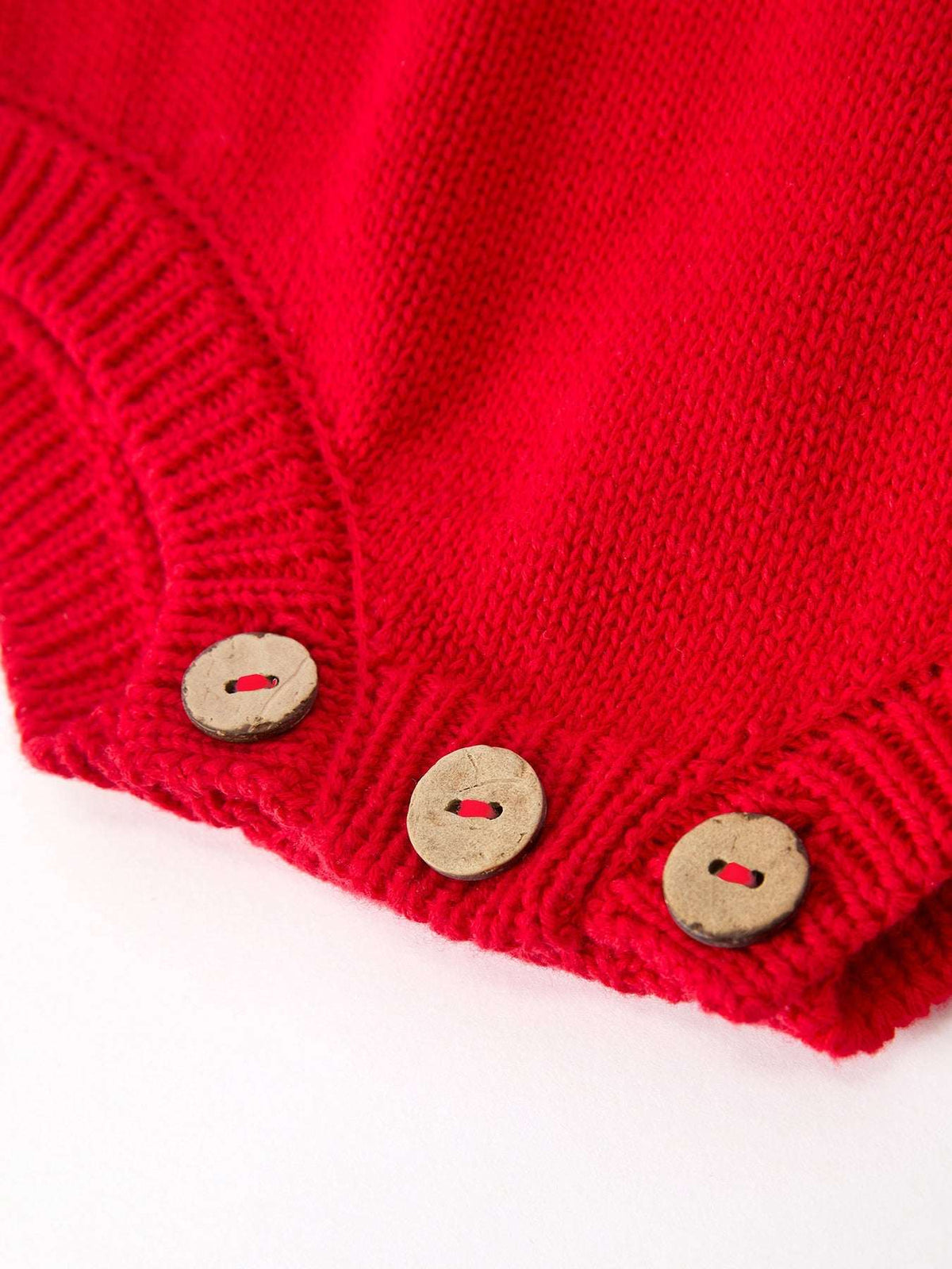 Baby Girls Christmas Red Knit Tree Appliqué Romper - Rylee Faith Designs - Flyclothing LLC