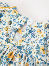 Floral Girls Outfit Set Yellow Puff Sleeve Top Bloomers Set - Rylee Faith Designs - Flyclothing LLC