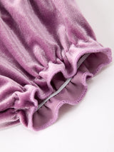 Purple Floral Velvet Baby Girl Outfit Set Ruffle Bow Bloomers - Rylee Faith Designs - Flyclothing LLC
