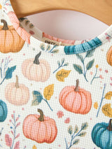 Fall Colorful Pumpkin Girls' Long-Sleeved Dress - Rylee Faith Designs - Flyclothing LLC
