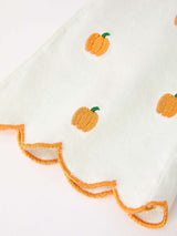 Girls Pumpkin Embroidered Wide-Leg Pants Fall Scallop Hem Casual Pants
