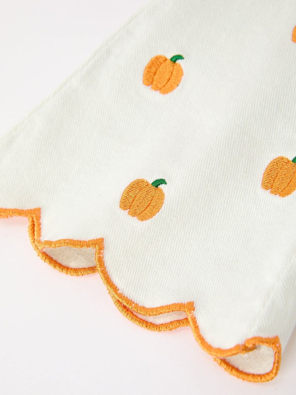 Girls Pumpkin Embroidered Wide-Leg Pants Fall Scallop Hem Casual Pants - Rylee Faith Designs - Flyclothing LLC