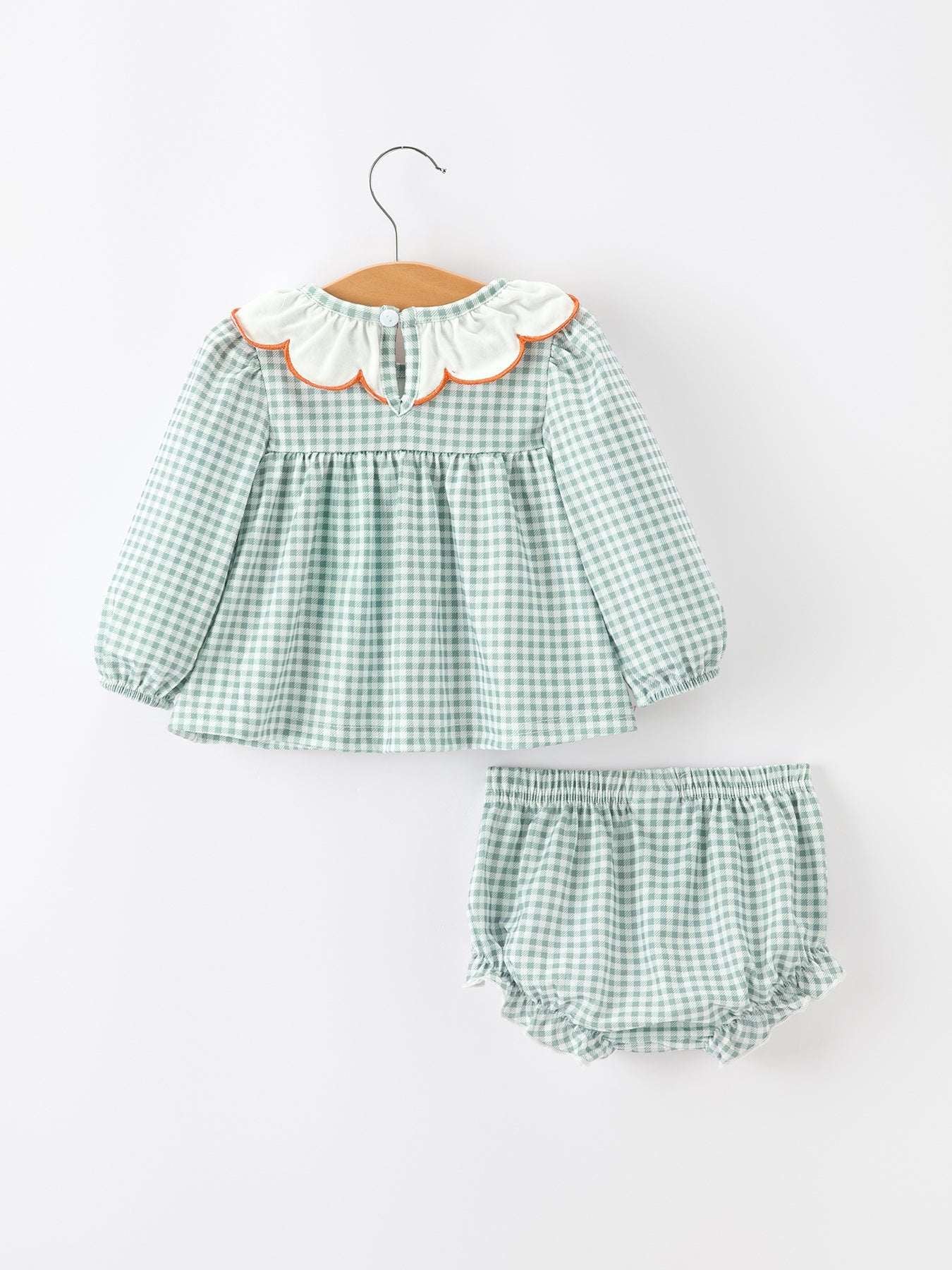 Halloween Thanksgiving Embroidered Pumpkin Girls Bloomer Set