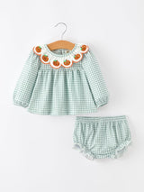 Halloween Thanksgiving Embroidered Pumpkin Girls Bloomer Set - Rylee Faith Designs - Flyclothing LLC