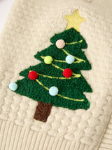 Christmas Tree Knit Cardigan Kids Holiday Sweater Button Front - Rylee Faith Designs - Flyclothing LLC