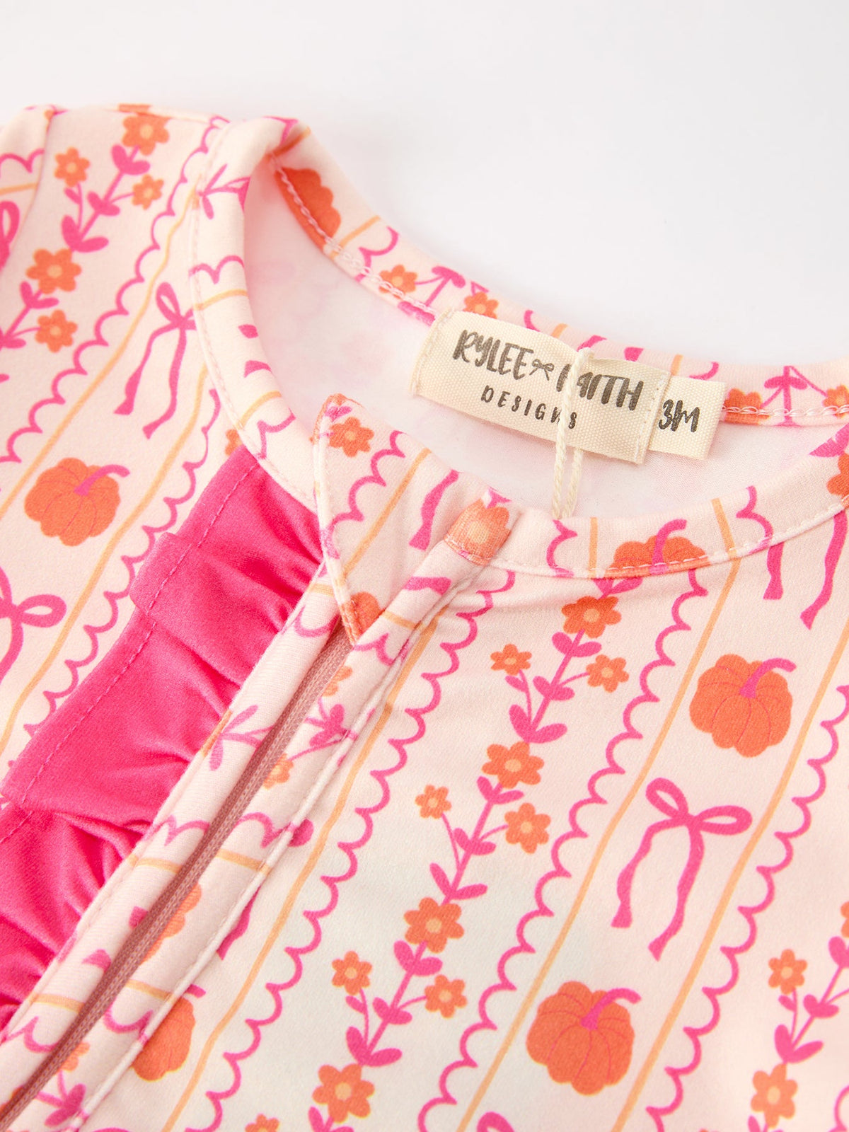 Halloween Thanksgiving Pumpkin Bow Baby Sleeper - Rylee Faith Designs - Flyclothing LLC