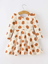 Girls Thanksgiving Pumpkin Bow Dress