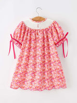 Girls Halloween & Thanksgiving Hot Pink Smocked Twirl Dress
