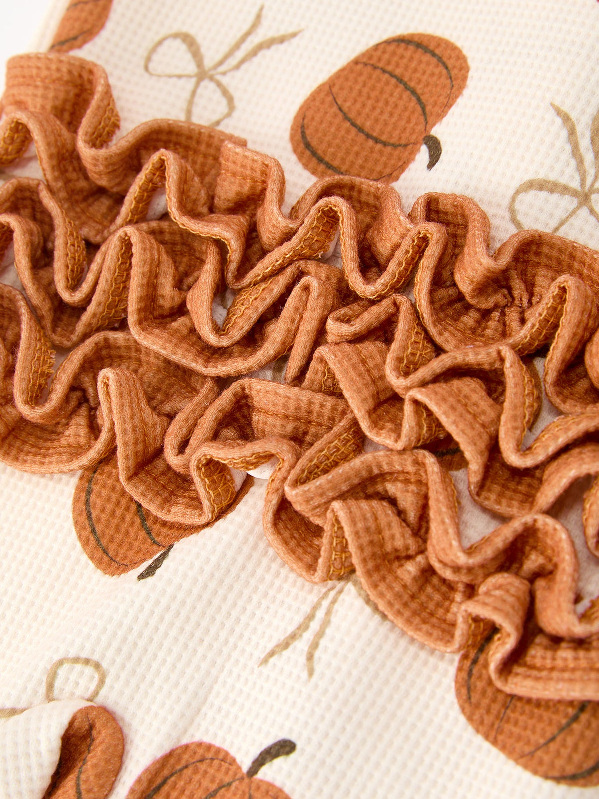 Fall Thanksgiving Pumpkin Ruffle Zip Sleeper Waffle Jumpsuit - Rylee Faith Designs - Flyclothing LLC