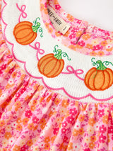 Girls Halloween & Thanksgiving Hot Pink Smocked Twirl Dress - Rylee Faith Designs - Flyclothing LLC