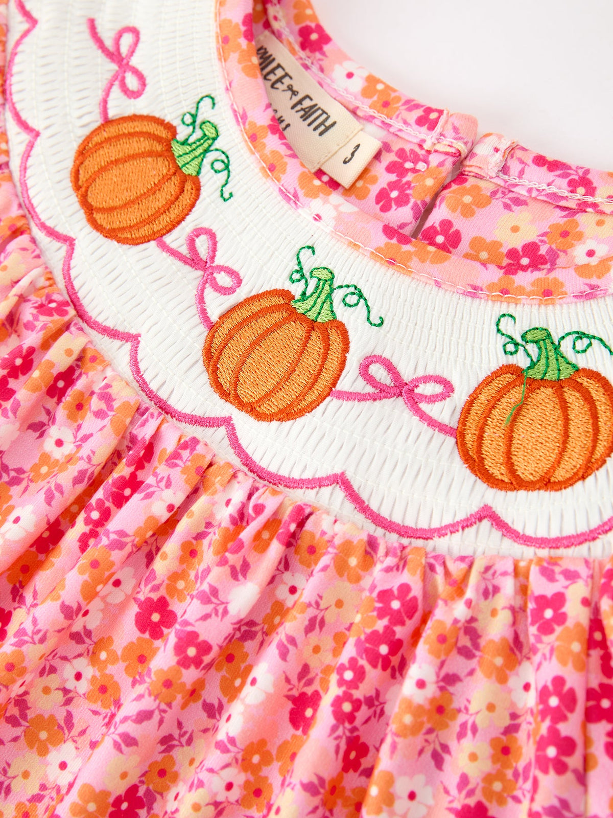 Girls Halloween & Thanksgiving Hot Pink Smocked Twirl Dress - Rylee Faith Designs - Flyclothing LLC