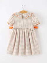 Thanksgiving Smocked Girls Dress Turkey Pumpkin Pie Embroidery