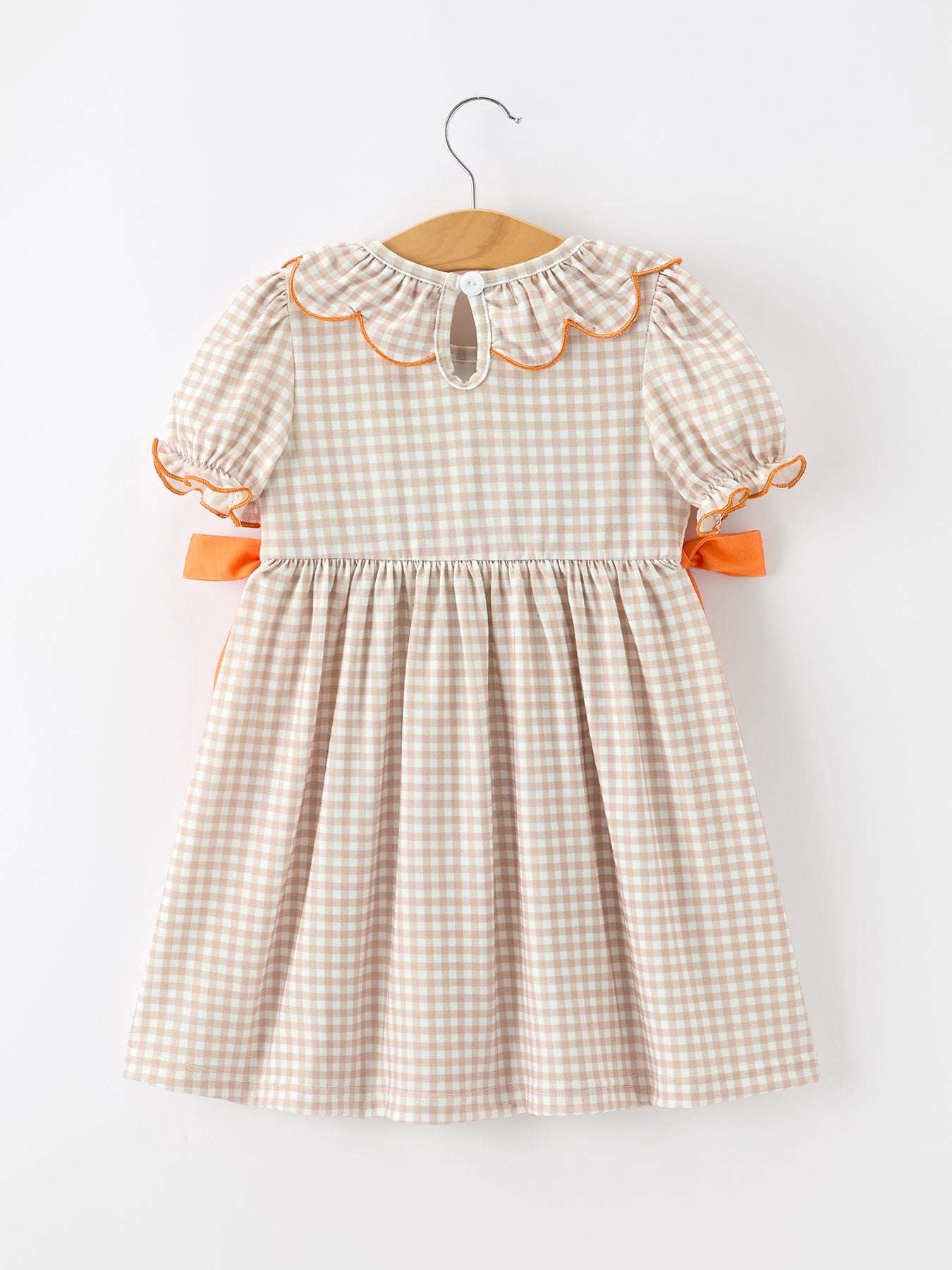 Thanksgiving Smocked Girls Dress Turkey Pumpkin Pie Embroidery