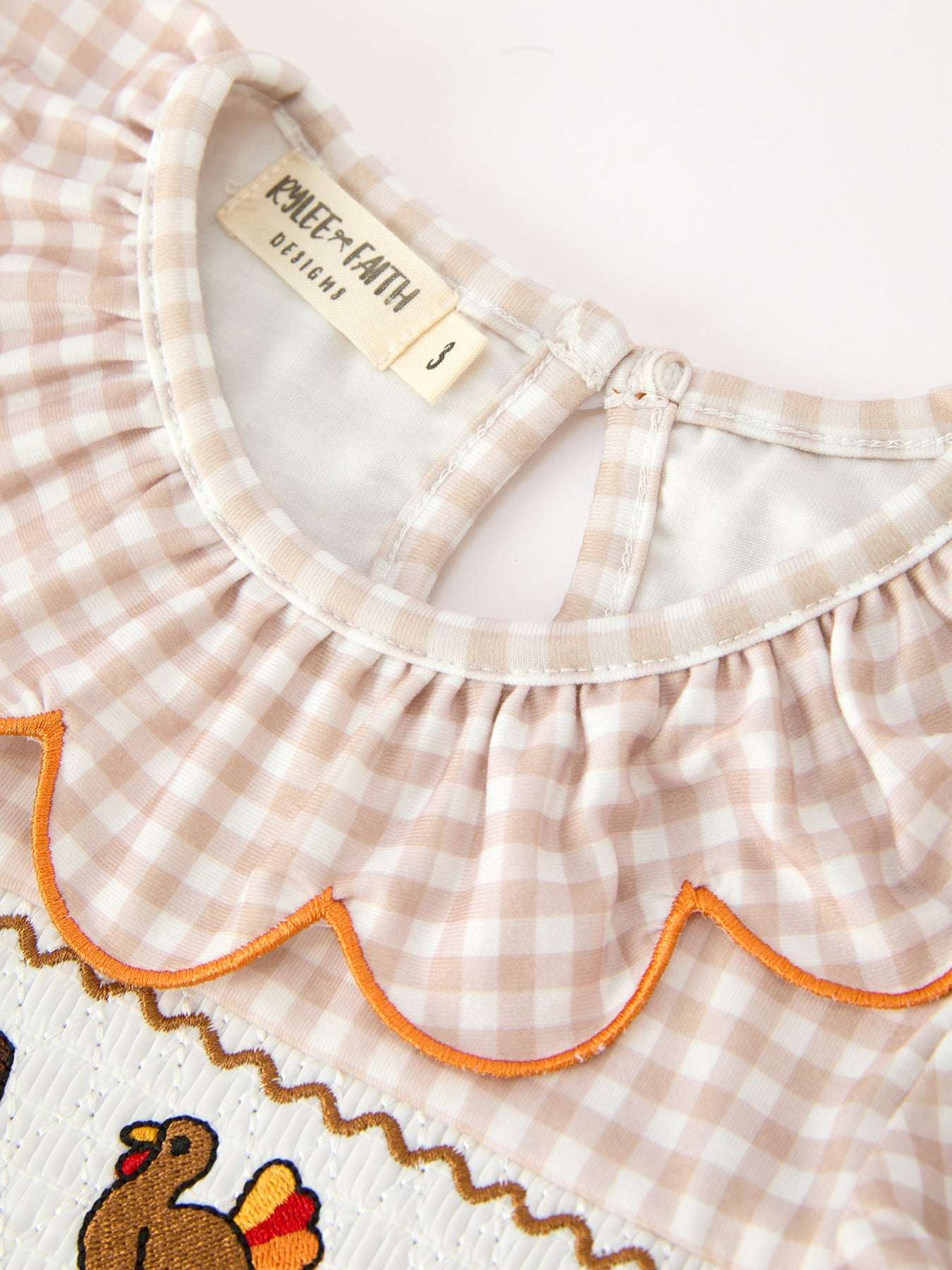 Thanksgiving Smocked Girls Dress Turkey Pumpkin Pie Embroidery