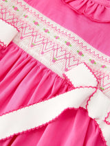 Fall Girl Hot Pink Ruffle Smocked Embroidery Dress - Rylee Faith Designs - Flyclothing LLC