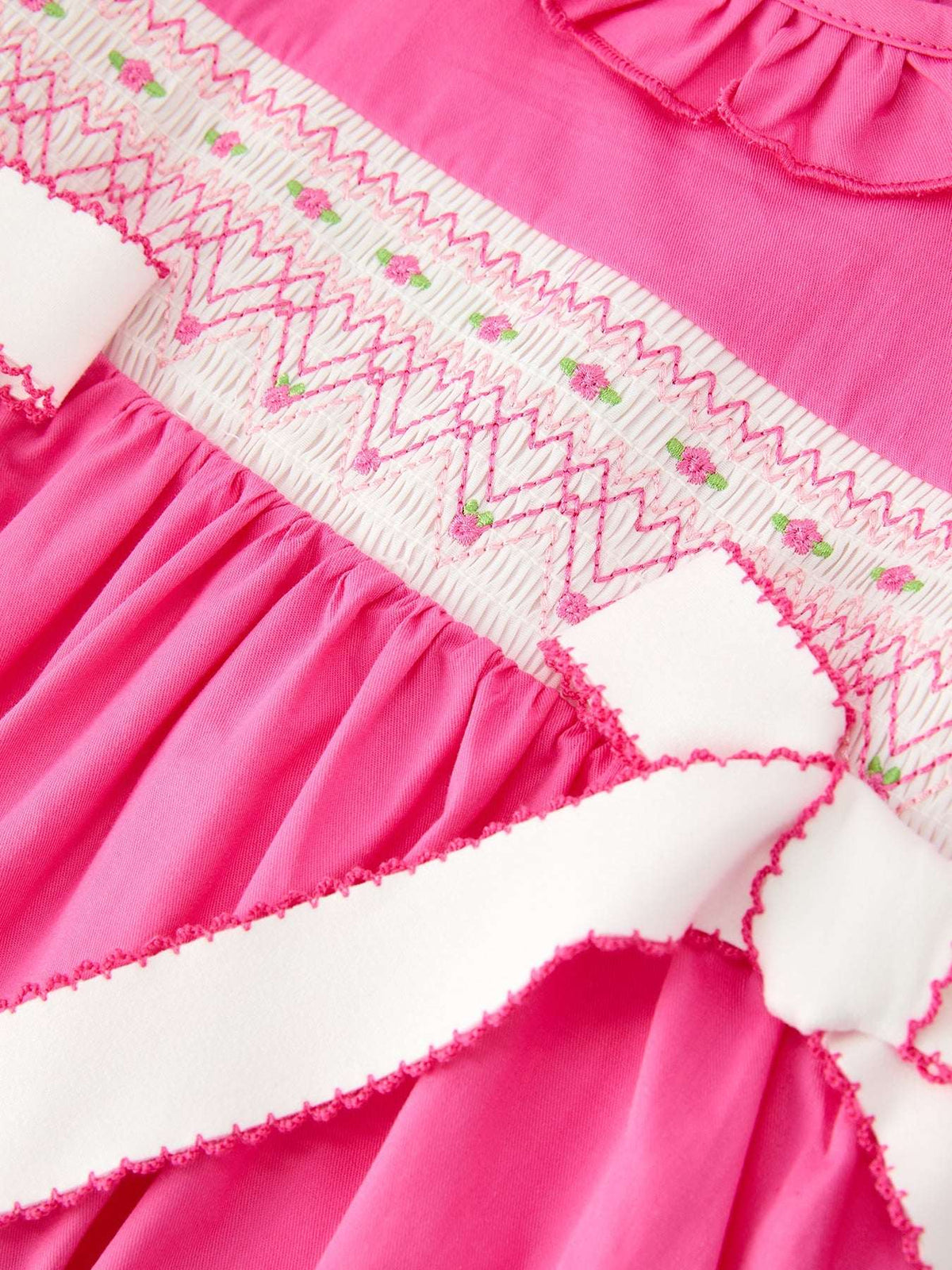 Fall Girl Hot Pink Ruffle Smocked Embroidery Dress - Rylee Faith Designs - Flyclothing LLC