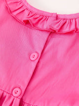 Fall Girl Hot Pink Ruffle Smocked Embroidery Dress - Rylee Faith Designs - Flyclothing LLC