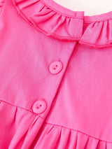 Fall Baby Girl Hot Pink Ruffle Smocked Embroidery Romper