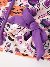 Halloween Pumpkin Ghost Print Girls Pajama Set