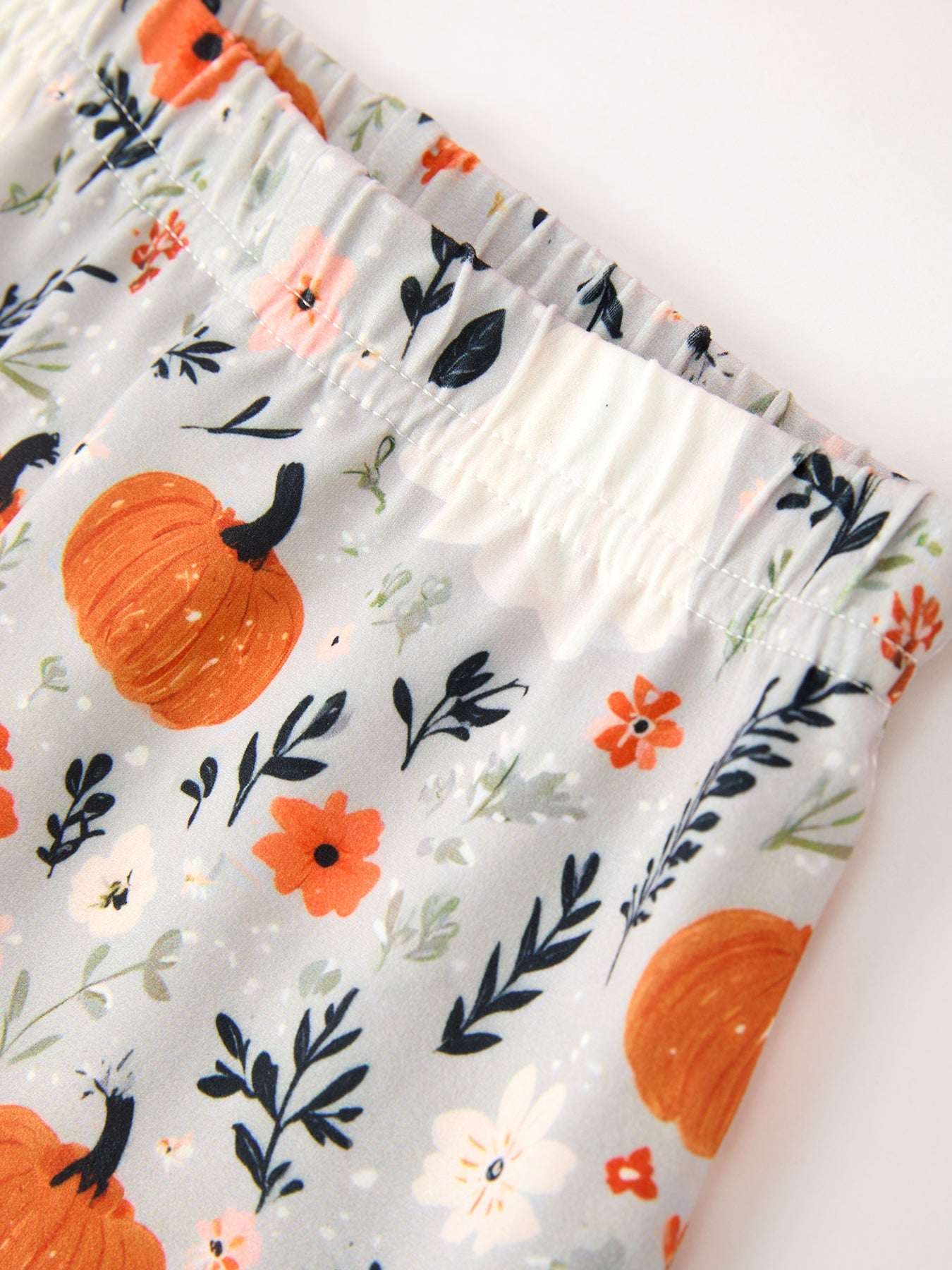 Fall Halloween Pumpkin Ghost Print Girls Long Sleeve Set