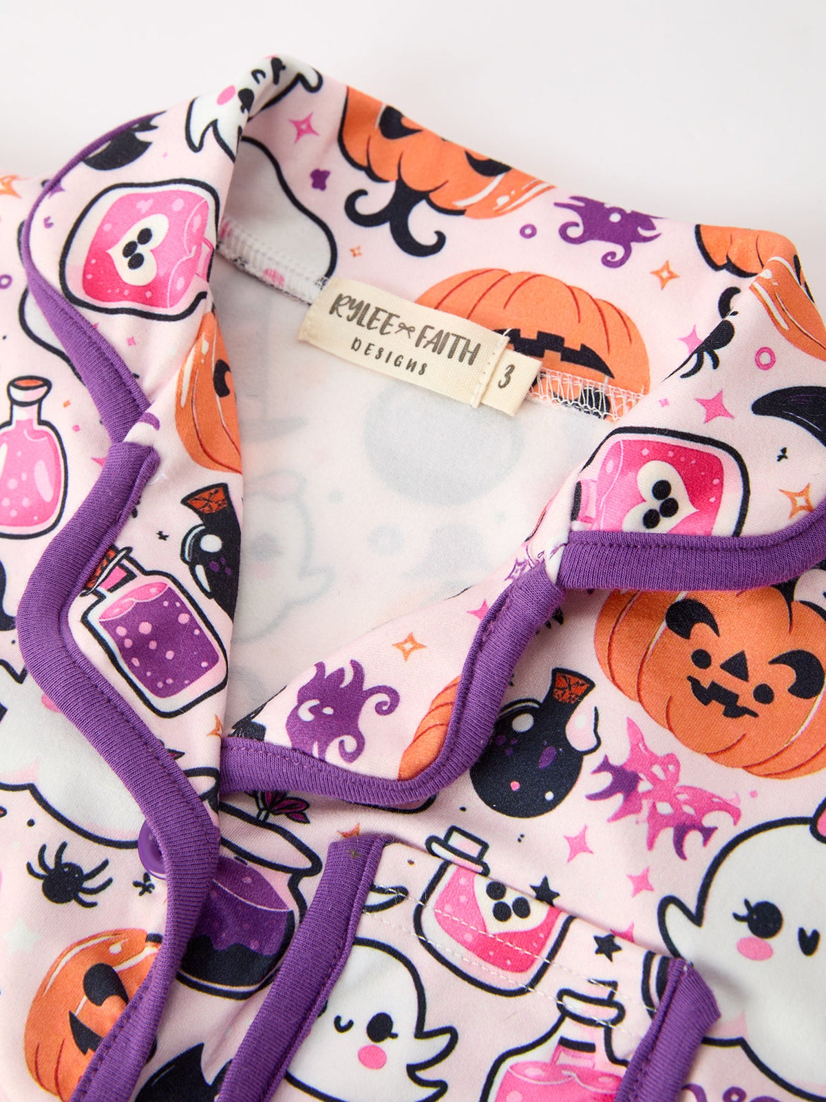 Halloween Pumpkin Ghost Print Girls Pajama Set - Rylee Faith Designs - Flyclothing LLC