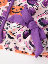 Halloween Pumpkin Ghost Print Girls Pajama Set - Rylee Faith Designs - Flyclothing LLC