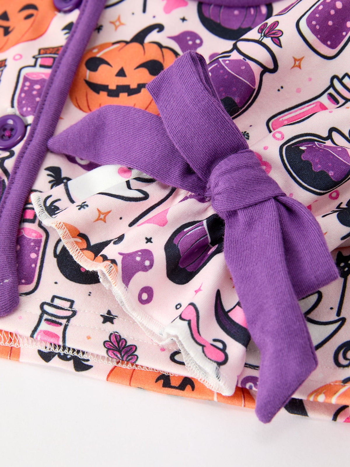Halloween Pumpkin Ghost Print Girls Pajama Set - Rylee Faith Designs - Flyclothing LLC