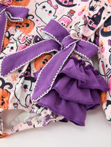 Halloween Pumpkin Ghost Baby Girl Bubble Romper Ruffle Bow Detail - Rylee Faith Designs - Flyclothing LLC
