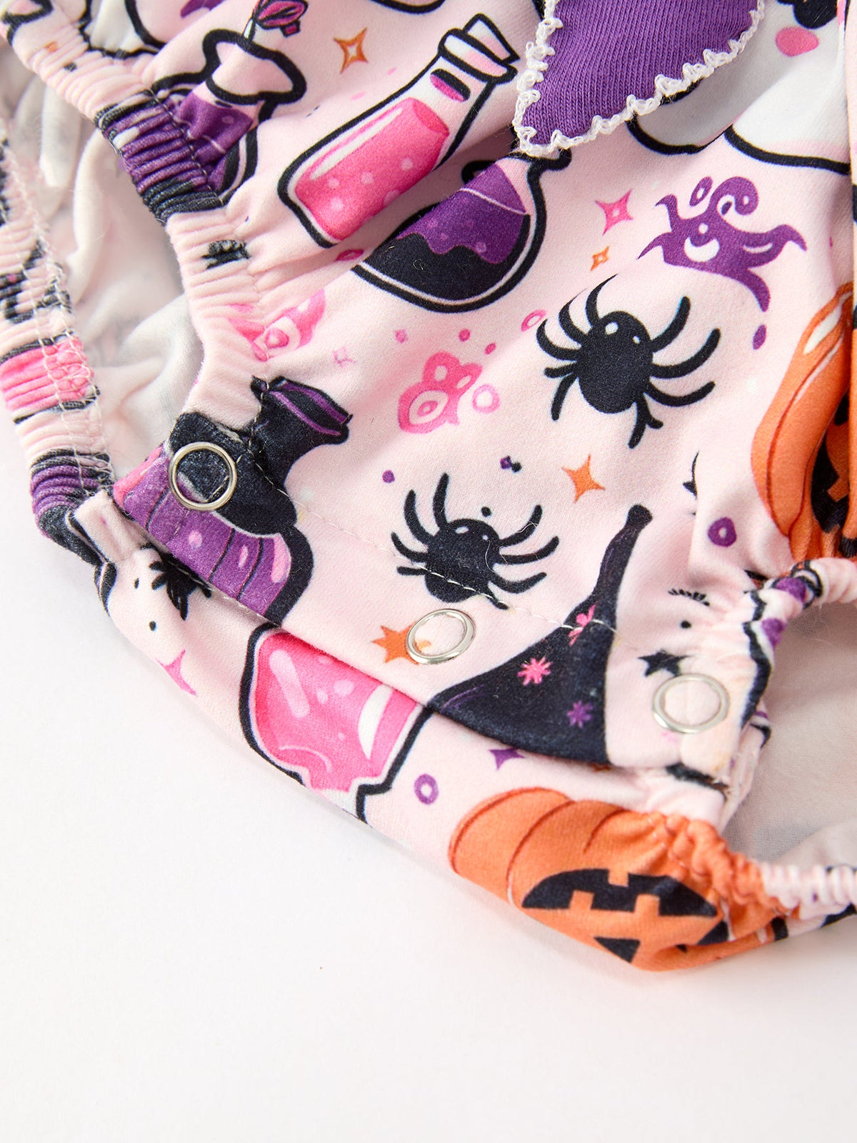Halloween Pumpkin Ghost Baby Girl Bubble Romper Ruffle Bow Detail - Rylee Faith Designs - Flyclothing LLC