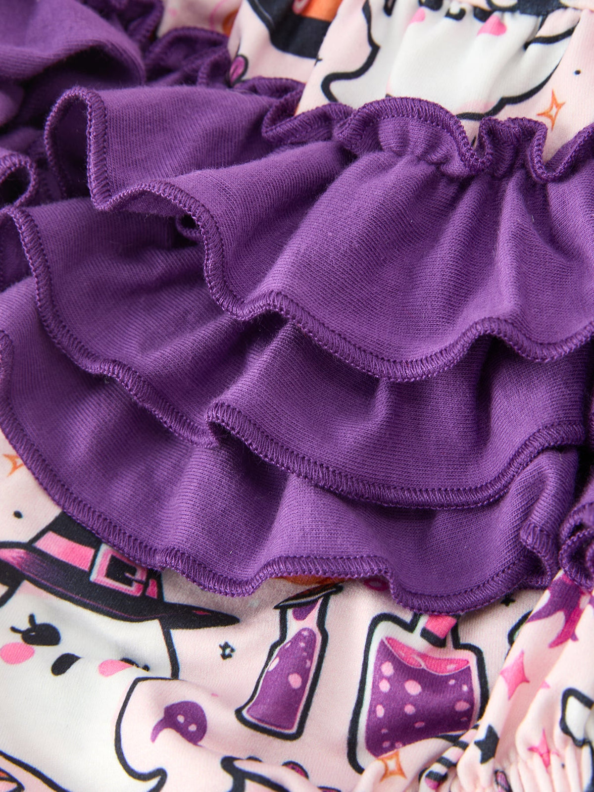 Halloween Pumpkin Ghost Baby Girl Bubble Romper Ruffle Bow Detail - Rylee Faith Designs - Flyclothing LLC