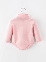 Christmas Candy Cane Bow Knit Baby Girls Romper
