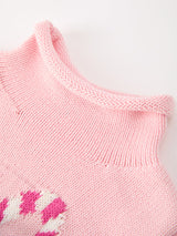 Christmas Candy Cane Bow Knit Baby Girls Romper