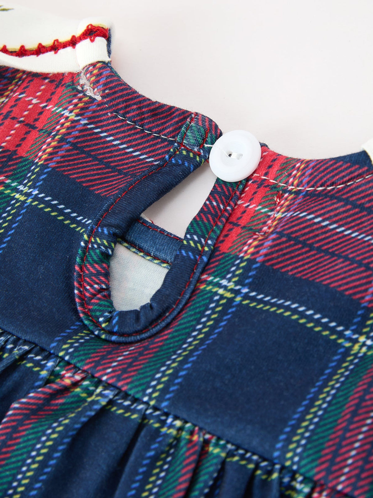 Navy Red Christmas Plaid Wreath Baby Girl Bubble Romper - Rylee Faith Designs - Flyclothing LLC