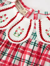 Red Christmas Plaid Wreath Baby Girl Bubble Romper
